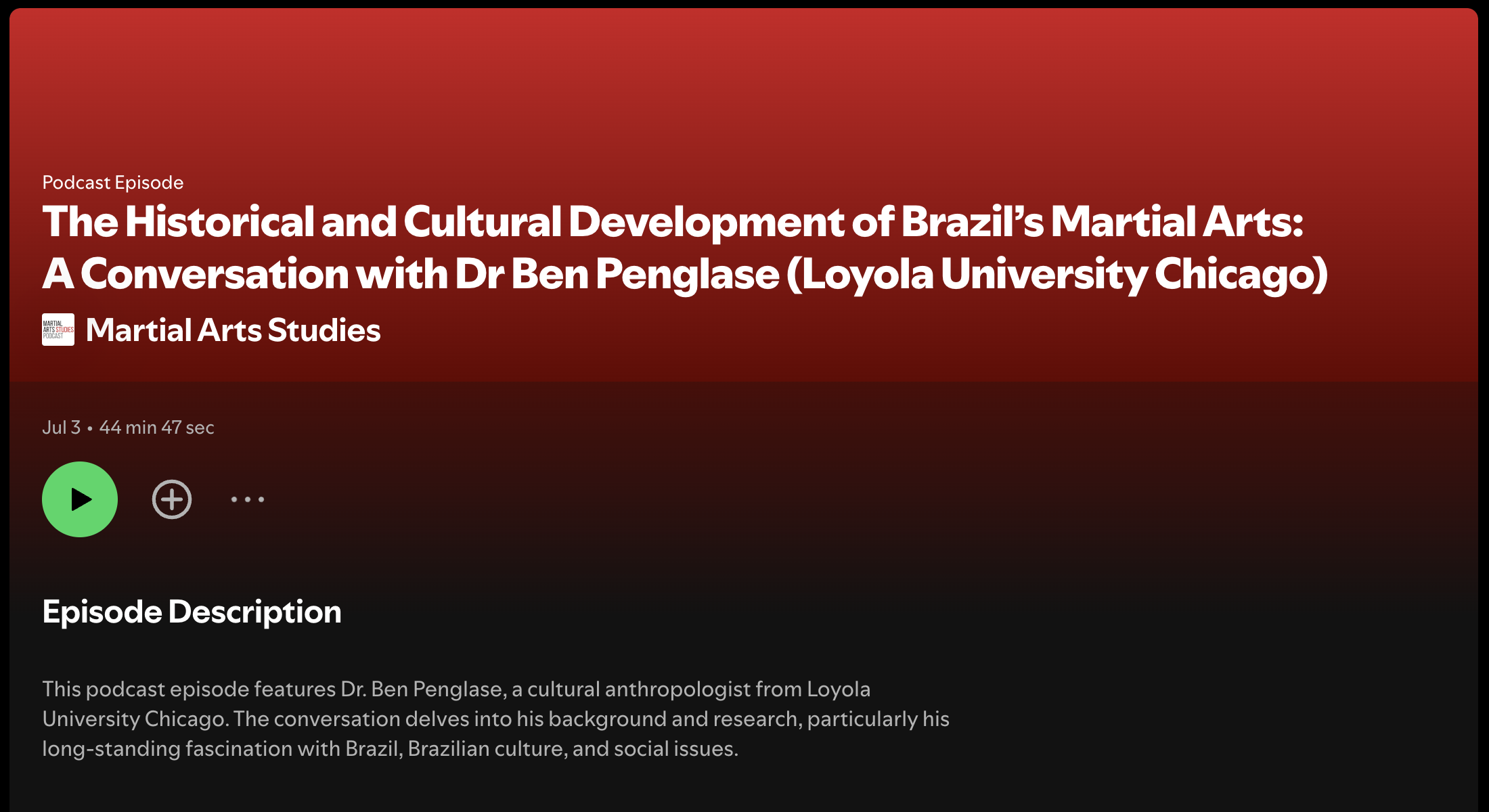 image of podcast webpage